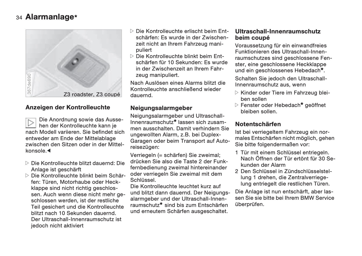 1997-1998 BMW Z3/Z3 M Bedienungsanleitung | Deutsch