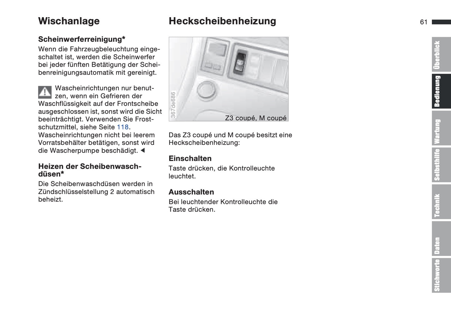 1997-1998 BMW Z3/Z3 M Bedienungsanleitung | Deutsch