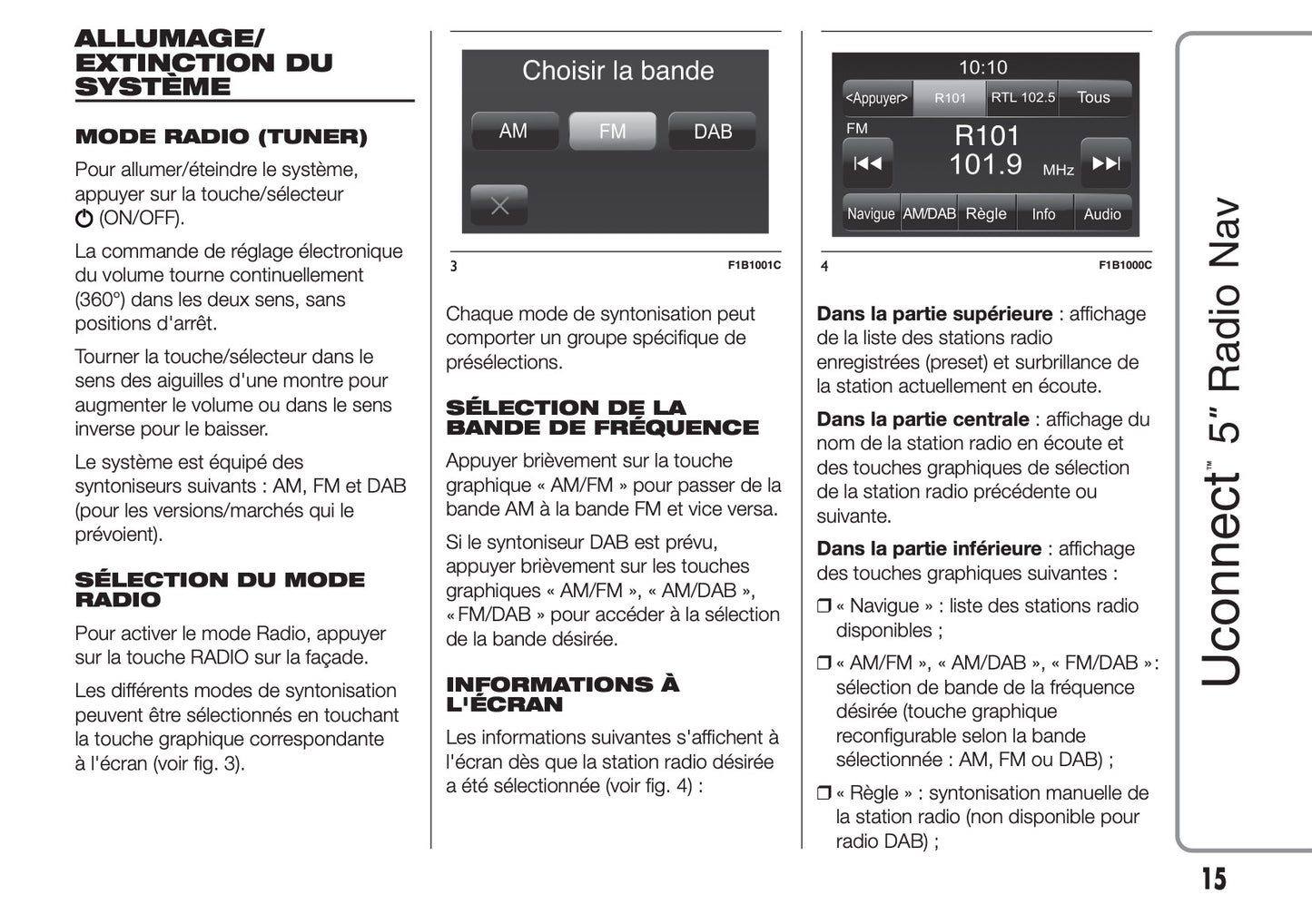 Fiat 500X Uconnect Radio Nav 5.0 Guide d'utilisation 2018 - 2019