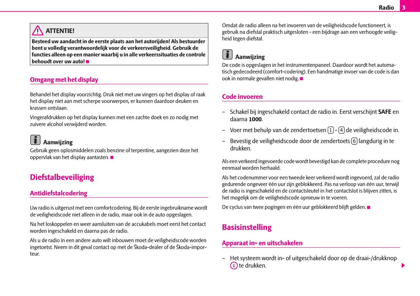 Skoda Beat CarRadio, Dance CarRadio en Cruise Navigation Handleiding 2006 - 2010