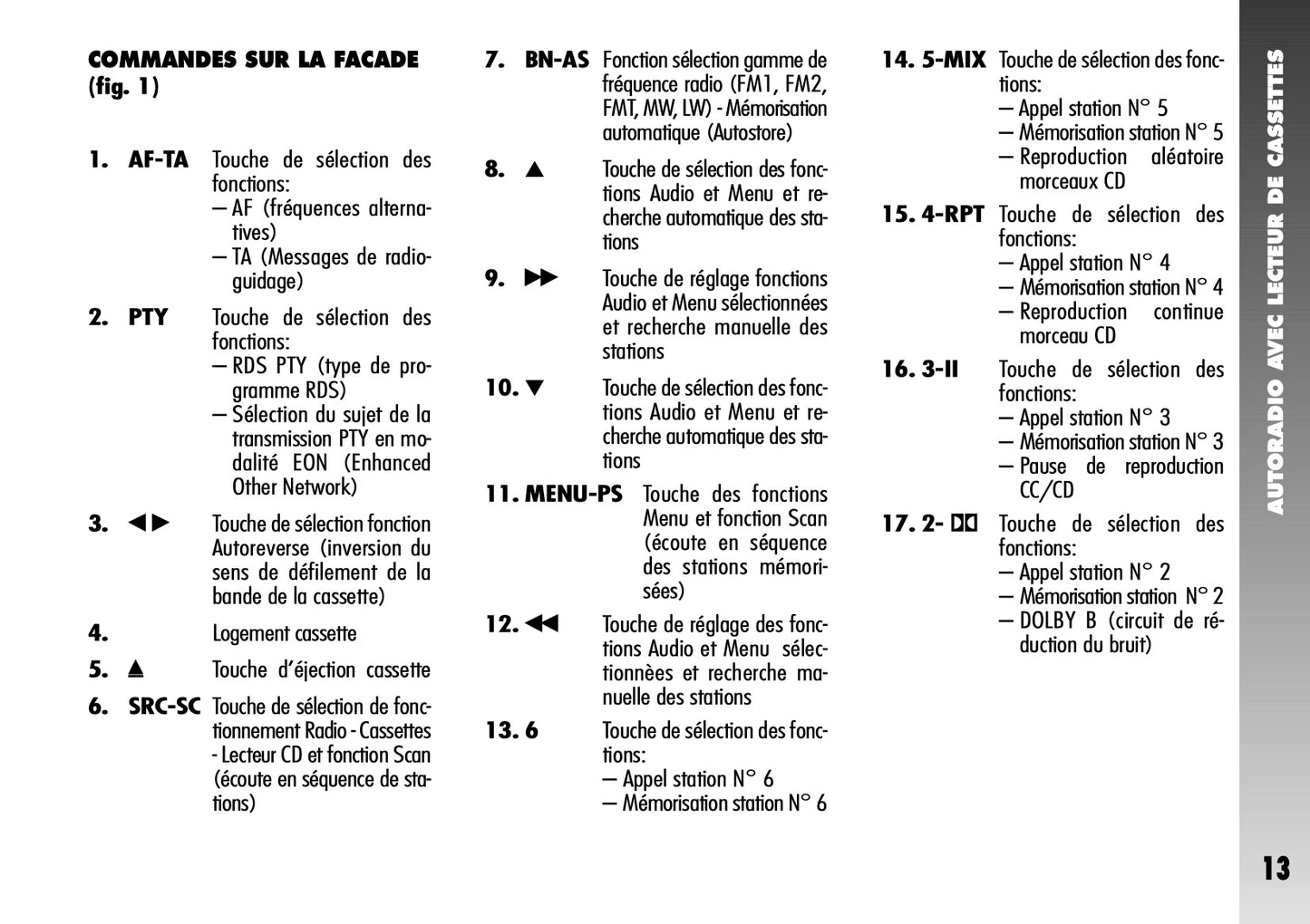 Alfa Romeo 156 Autoradio Guide d'utilisation 2004 - 2007