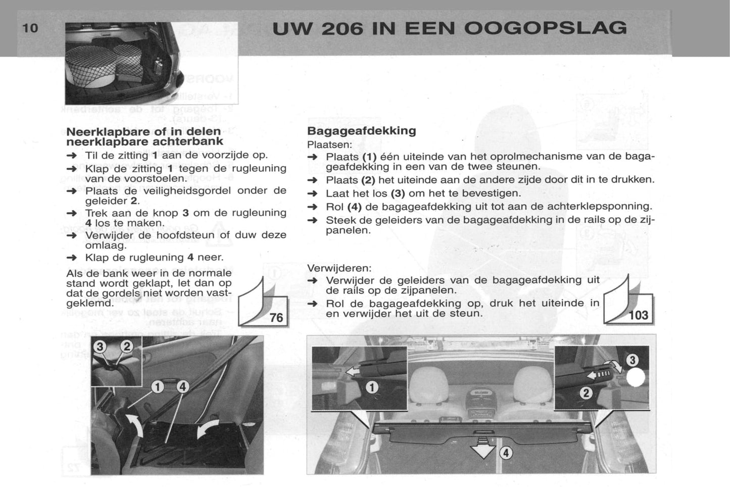 2002-2003 Peugeot 206/206 SW Bedienungsanleitung | Niederländisch