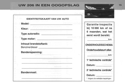 2002-2003 Peugeot 206/206 SW Bedienungsanleitung | Niederländisch