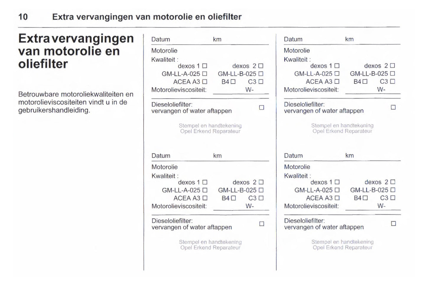 Opel Service- en Garantieboekje