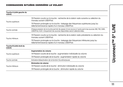 Fiat 500L Uconnect Radio 5.0 Guide d'utilisation 2017 - 2023