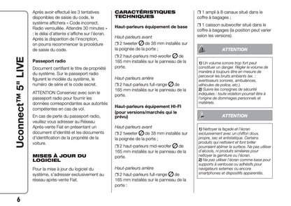 Fiat 500L Uconnect Radio 5.0 Guide d'utilisation 2017 - 2023