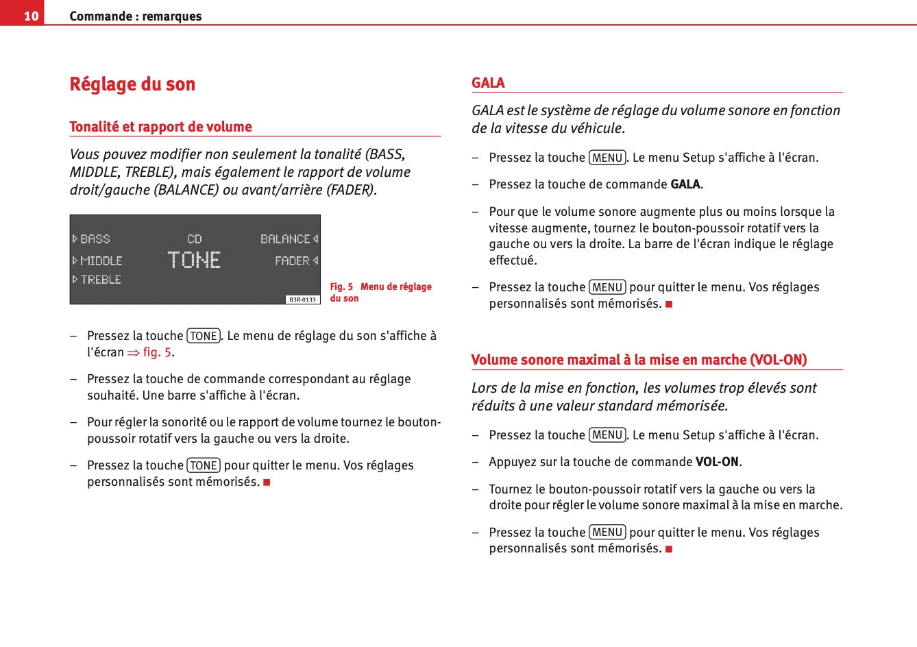 Seat Radio Adagio Guide d'instructions