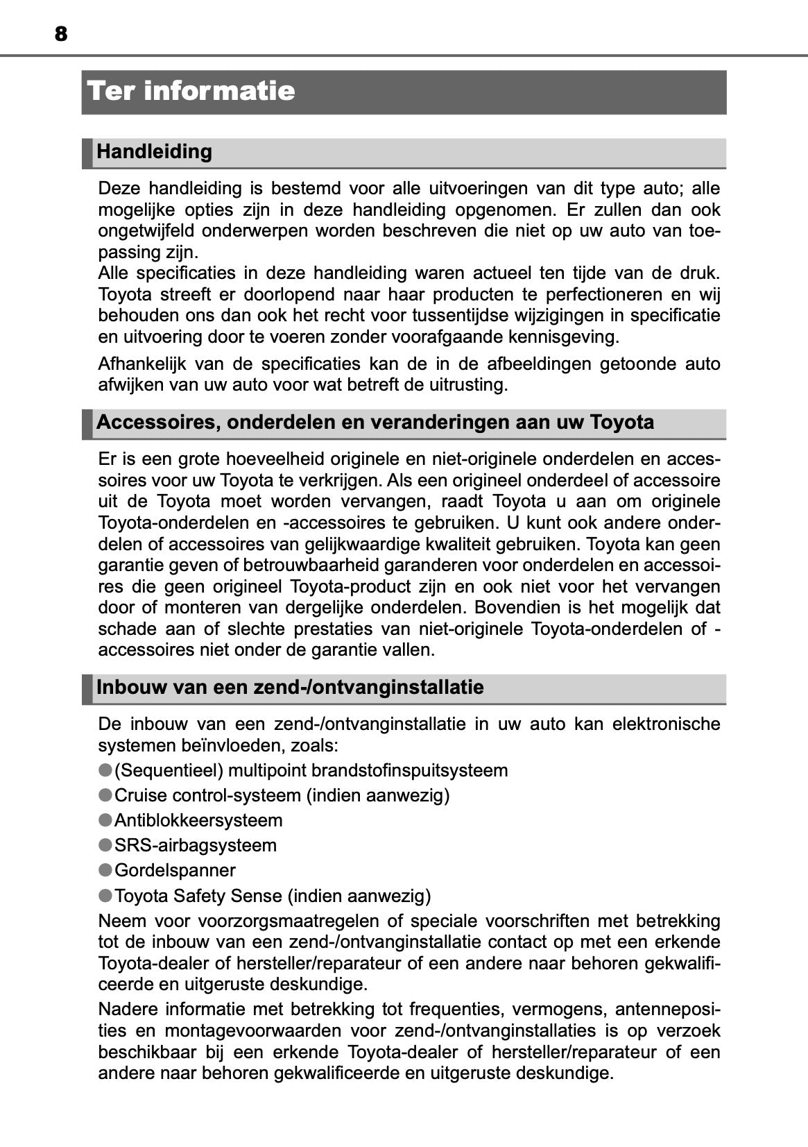 2019-2020 Toyota Yaris Bedienungsanleitung | Niederländisch