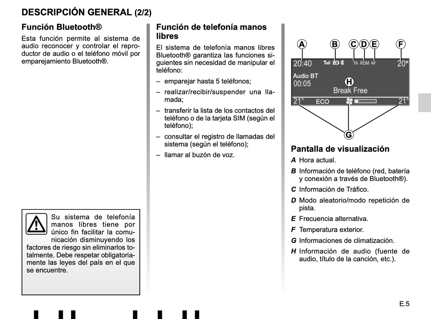 Renault Radio CD Bluetooth de Instrucciones 2016