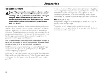 2002-2005 MG TF Bedienungsanleitung | Niederländisch