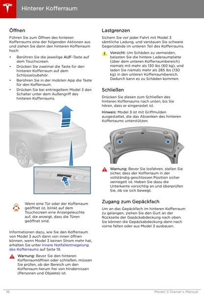 2019 Tesla Model 3 Bedienungsanleitung | Deutsch