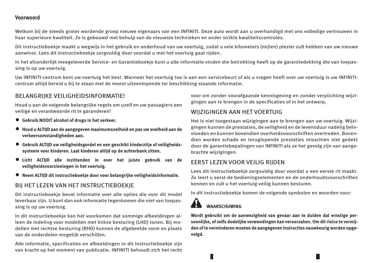 2016-2017 Infiniti Q50 Owner's Manual | Dutch