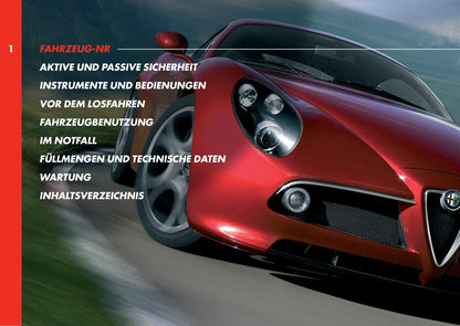2008 Alfa Romeo 8C Bedienungsanleitung | Deutsch