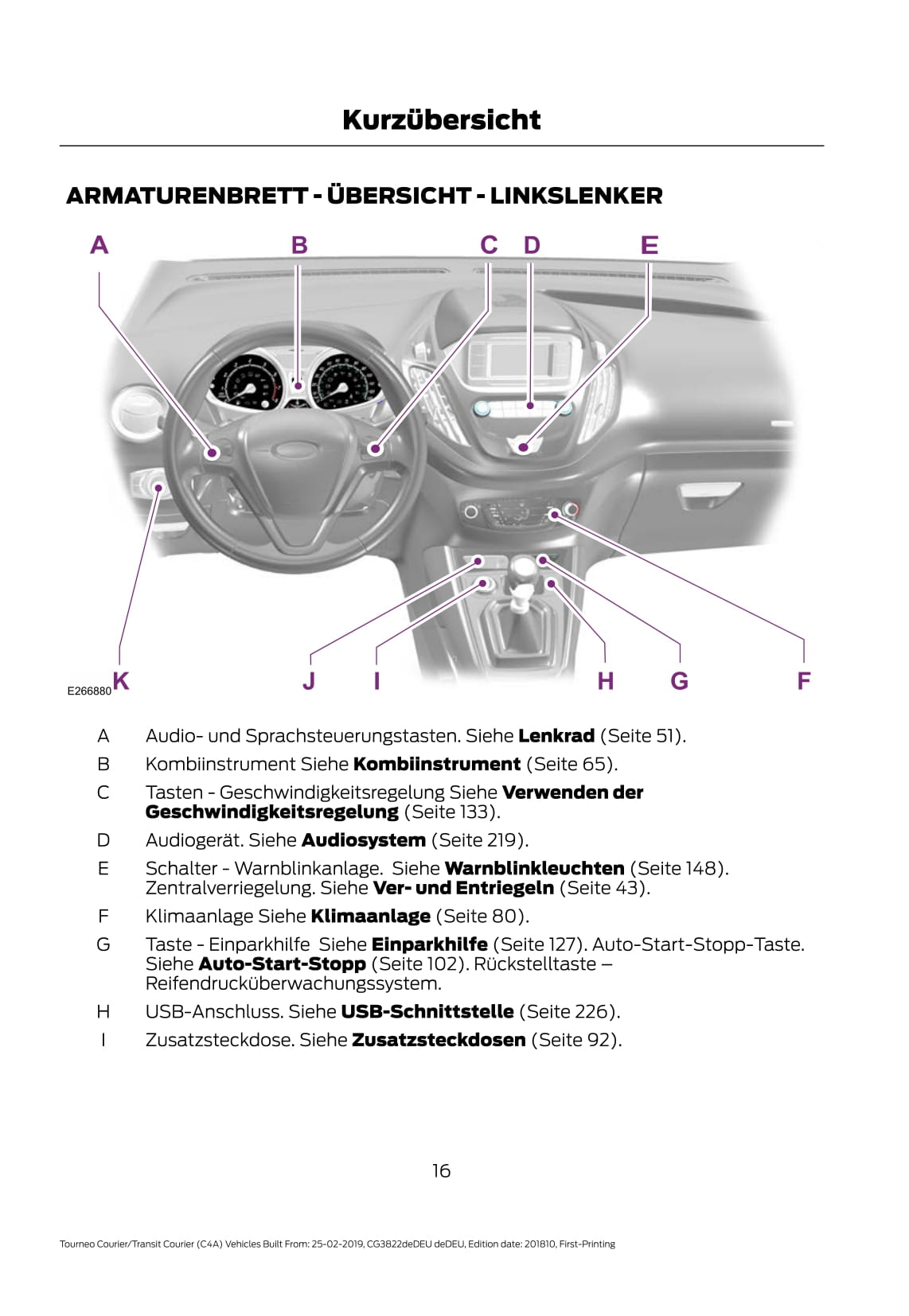 2019-2020 Ford Tourneo Courier/Transit Courier Owner's Manual | German