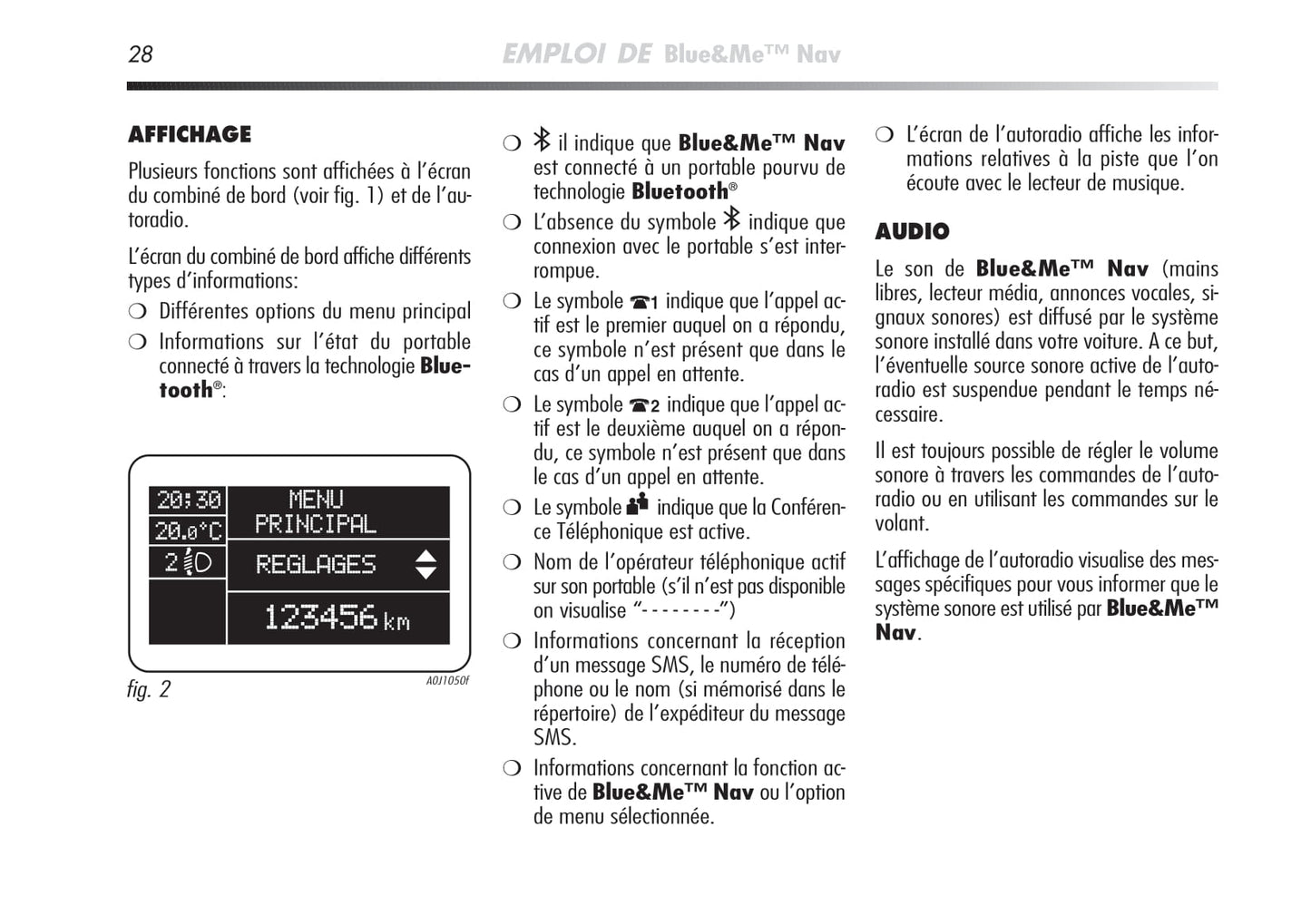 Alfa Romeo MiTo Blue&Me Nav Guide d'utilisation 2008 - 2014