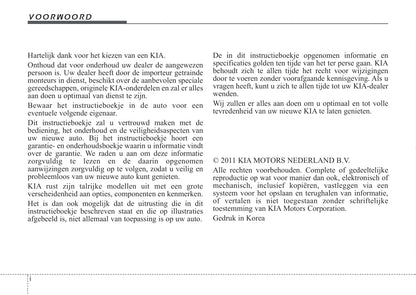 2011-2012 Kia Sorento Bedienungsanleitung | Niederländisch
