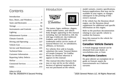 2021 Cadillac Escalade Owner's Manual | English