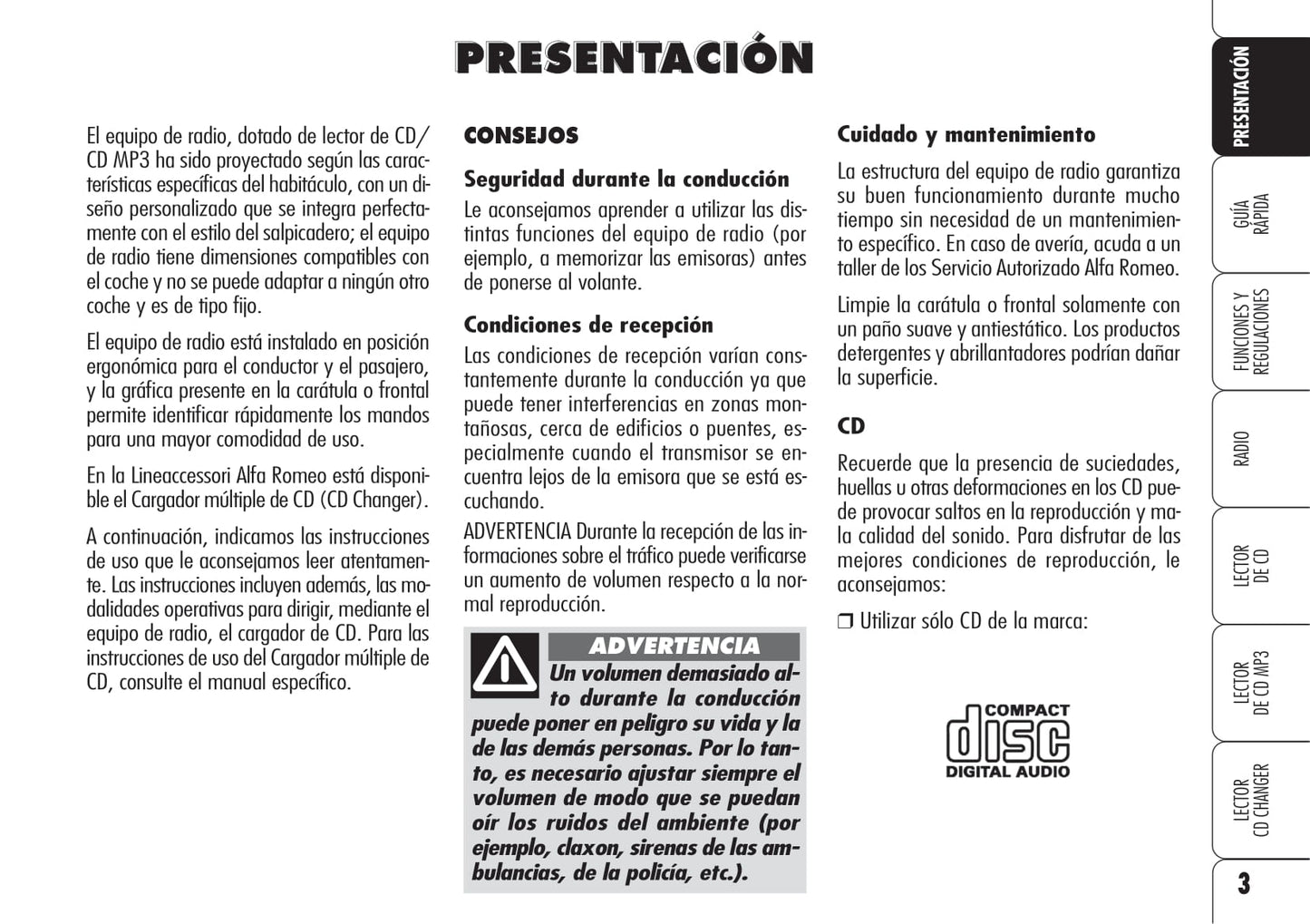 Alfa Romeo Autorradio Instrucciones 2007 - 2009