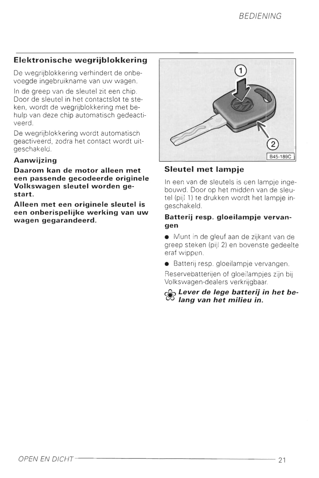 1998-2002 Volkswagen Golf Owner's Manual | Dutch