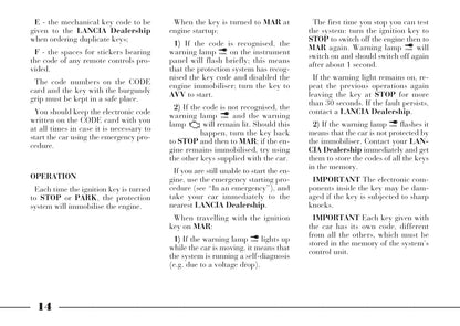 2001-2003 Lancia Ypsilon Owner's Manual | English