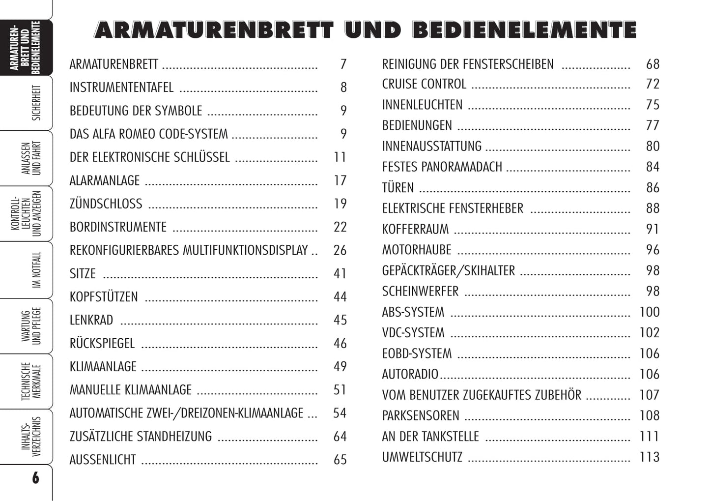 2005-2008 Alfa Romeo Brera Owner's Manual | German
