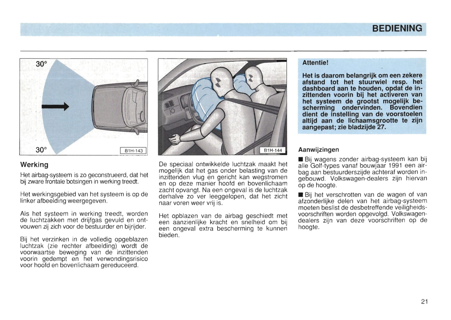 1991-1997 Volkswagen Golf Owner's Manual | Dutch