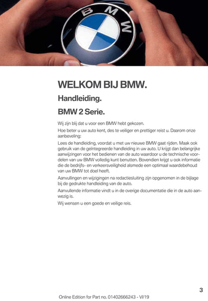 2019 BMW 2 Series Bedienungsanleitung | Niederländisch