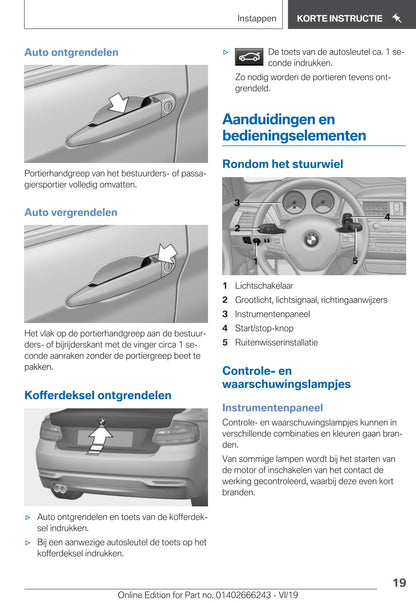 2019 BMW 2 Series Owner's Manual | Dutch