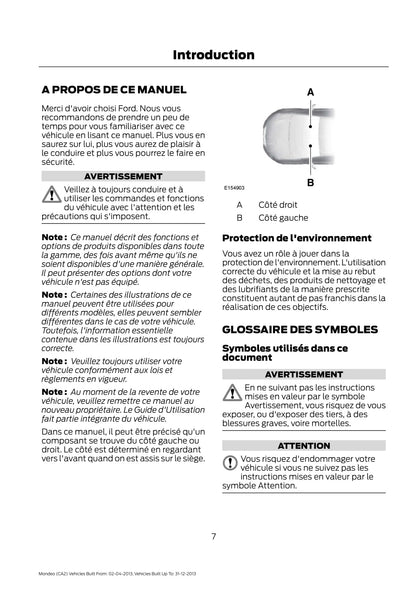 2013 Ford Mondeo Owner's Manual | French