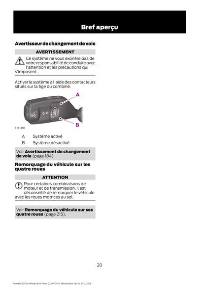 2013 Ford Mondeo Owner's Manual | French