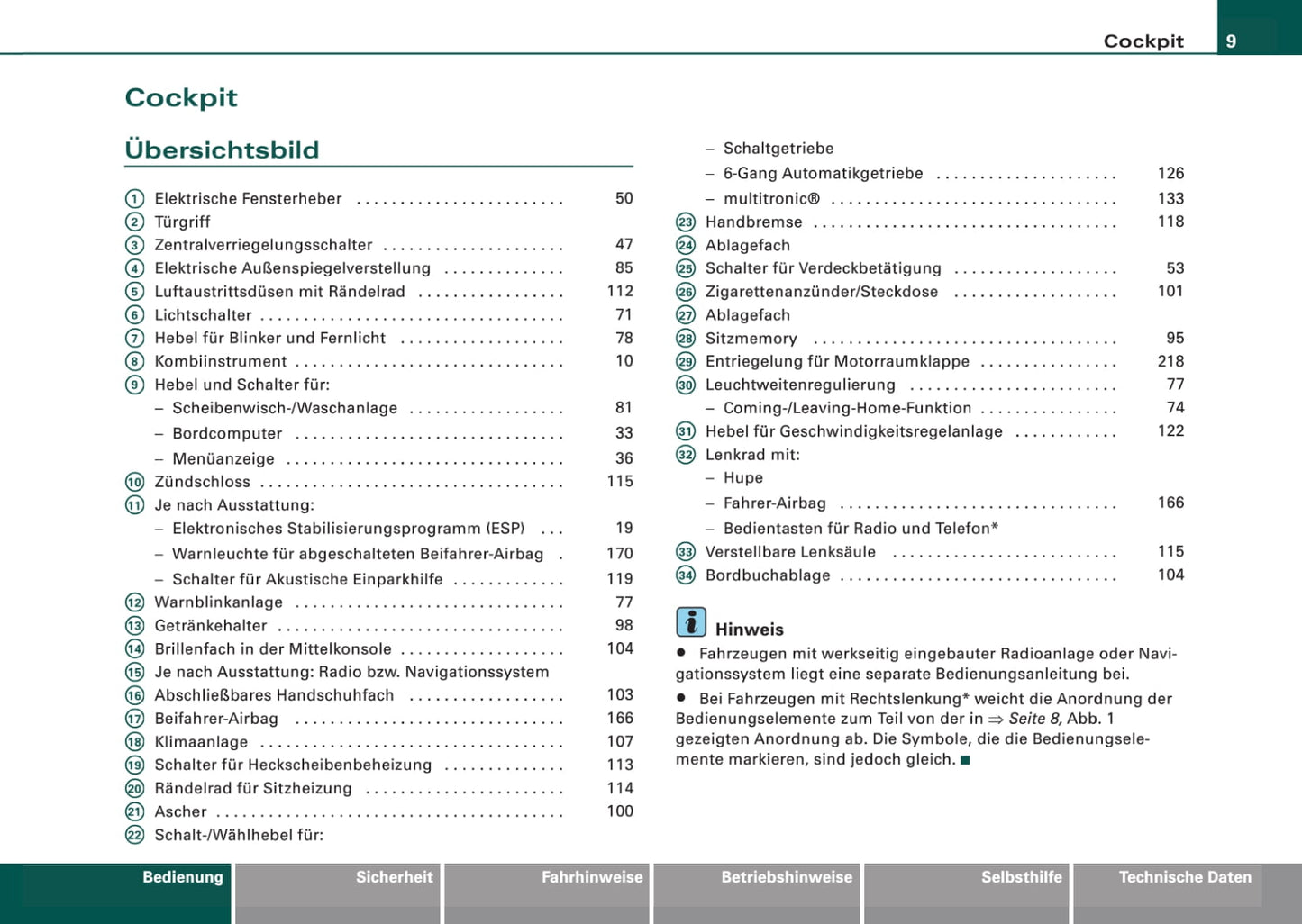 2005-2008 Audi A4 Cabriolet Owner's Manual | German