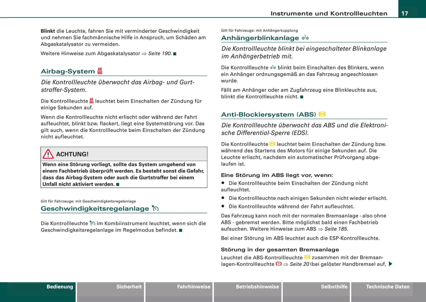 2005-2008 Audi A4 Cabriolet Owner's Manual | German