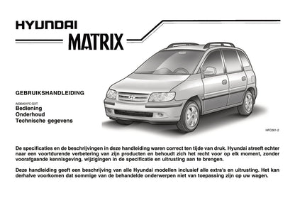 2006-2007 Hyundai Matrix Owner's Manual | Dutch