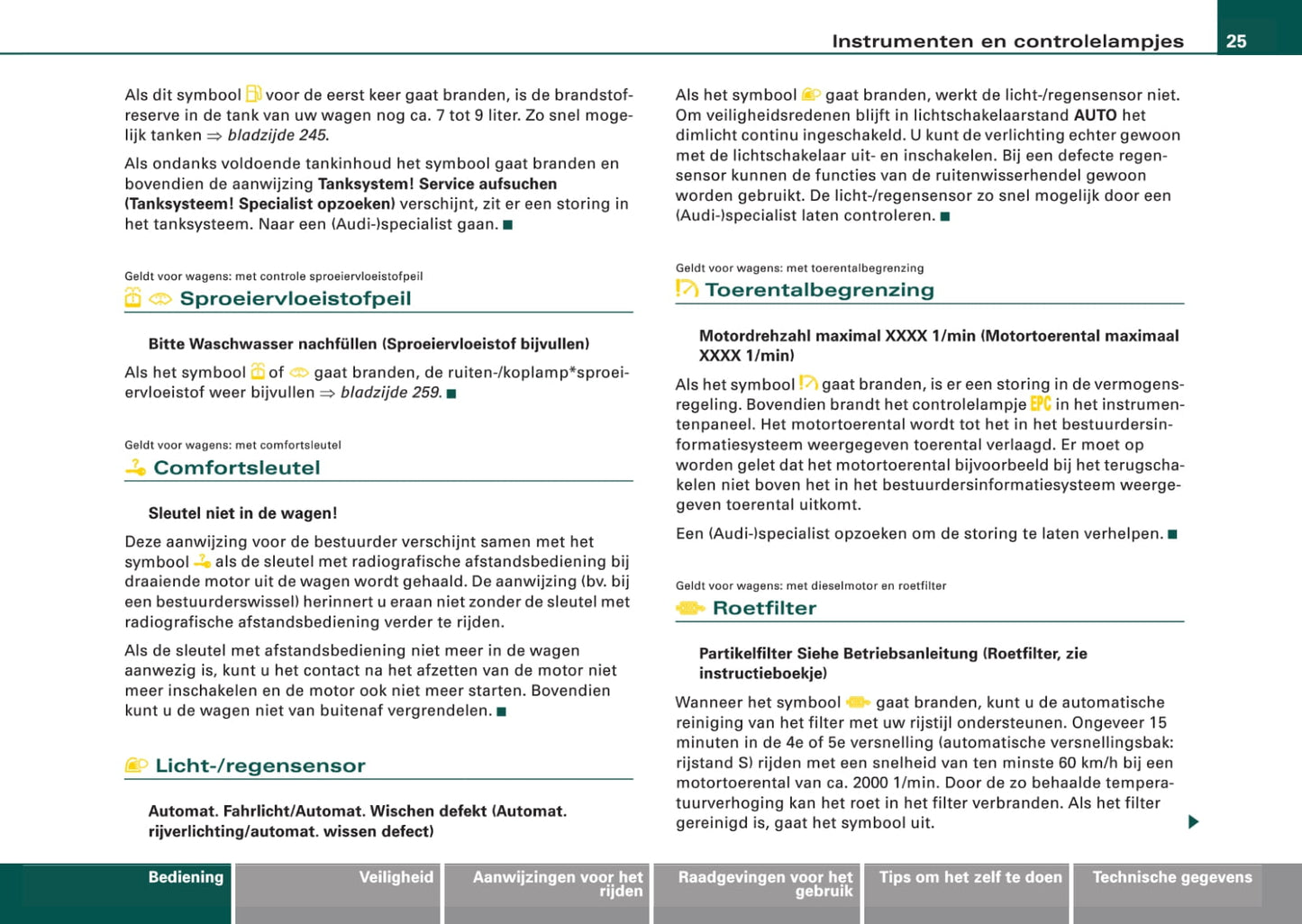 2008-2011 Audi A6 Owner's Manual | Dutch