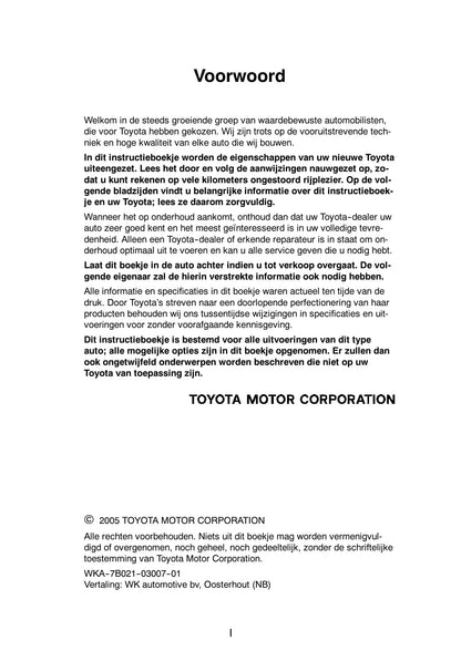 2005-2006 Toyota Yaris Bedienungsanleitung | Niederländisch