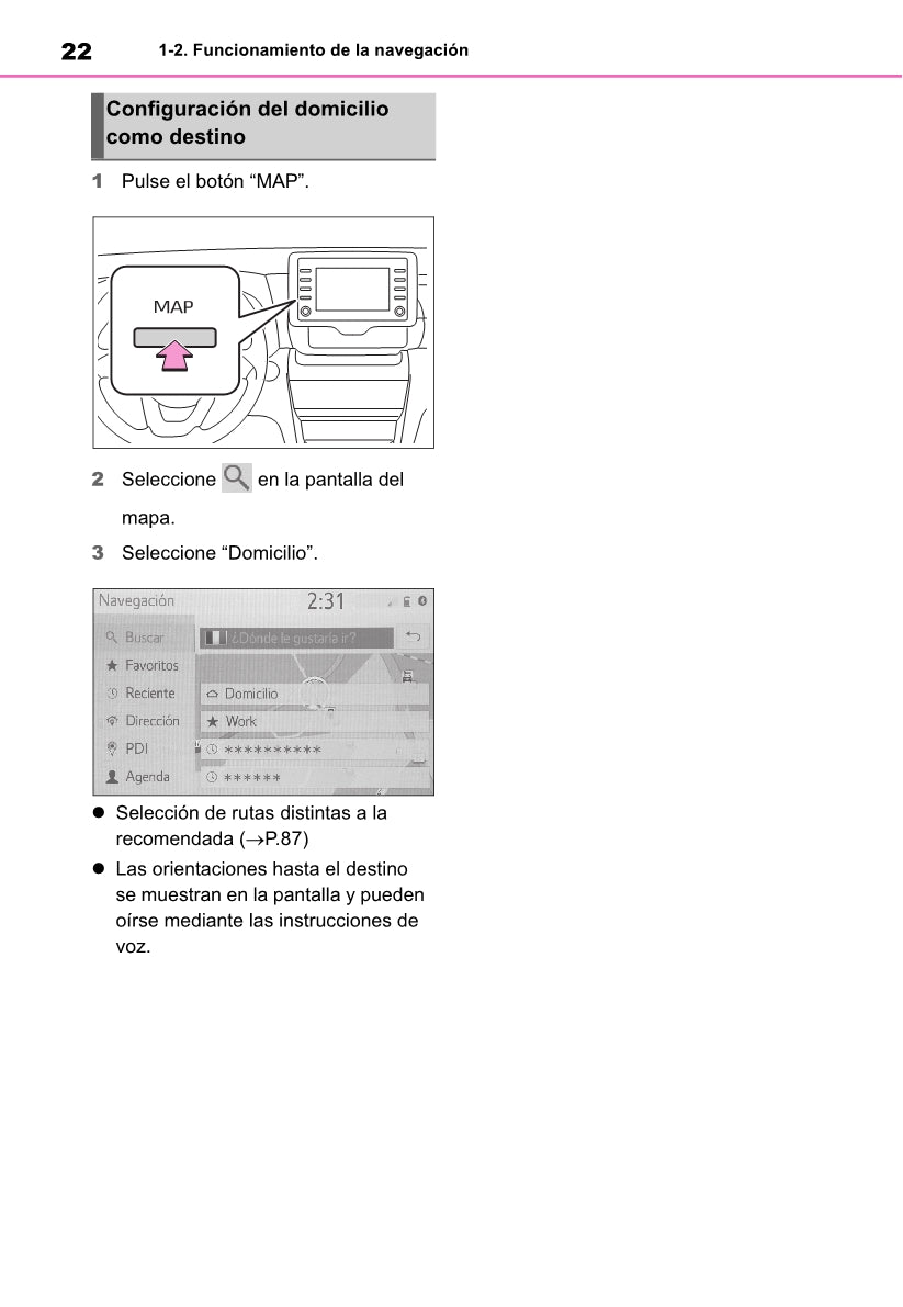 Toyota Yaris Cross Navigation / Multimedia Manual de Instrucciones 2021 - 2023