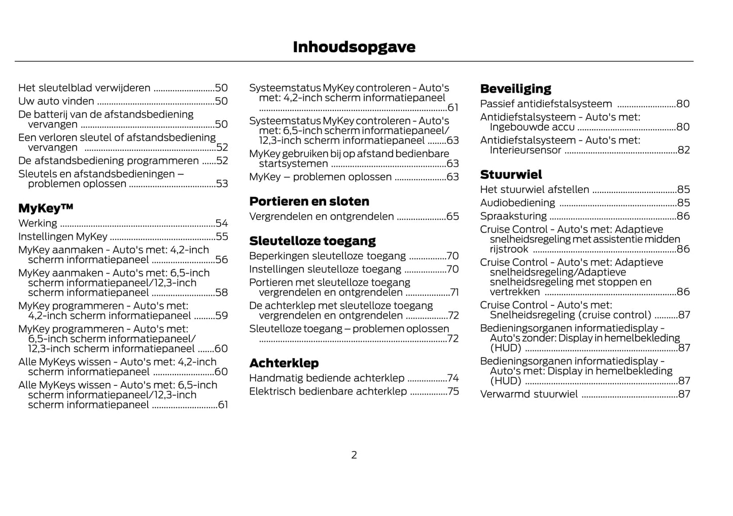 2021-2022 Ford Kuga Vignale Owner's Manual | Dutch