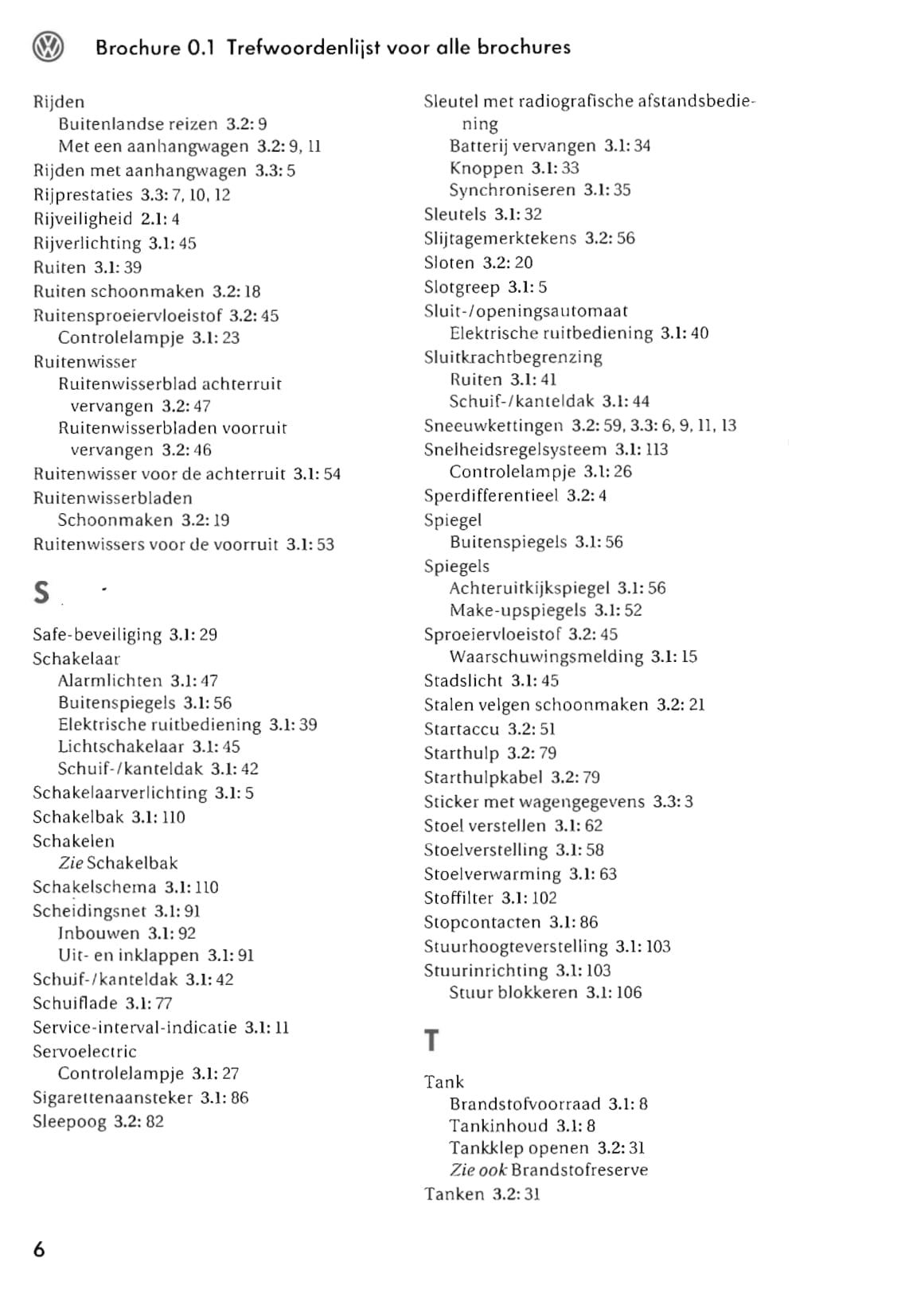 2003-2006 Volkswagen Touran Owner's Manual | Dutch