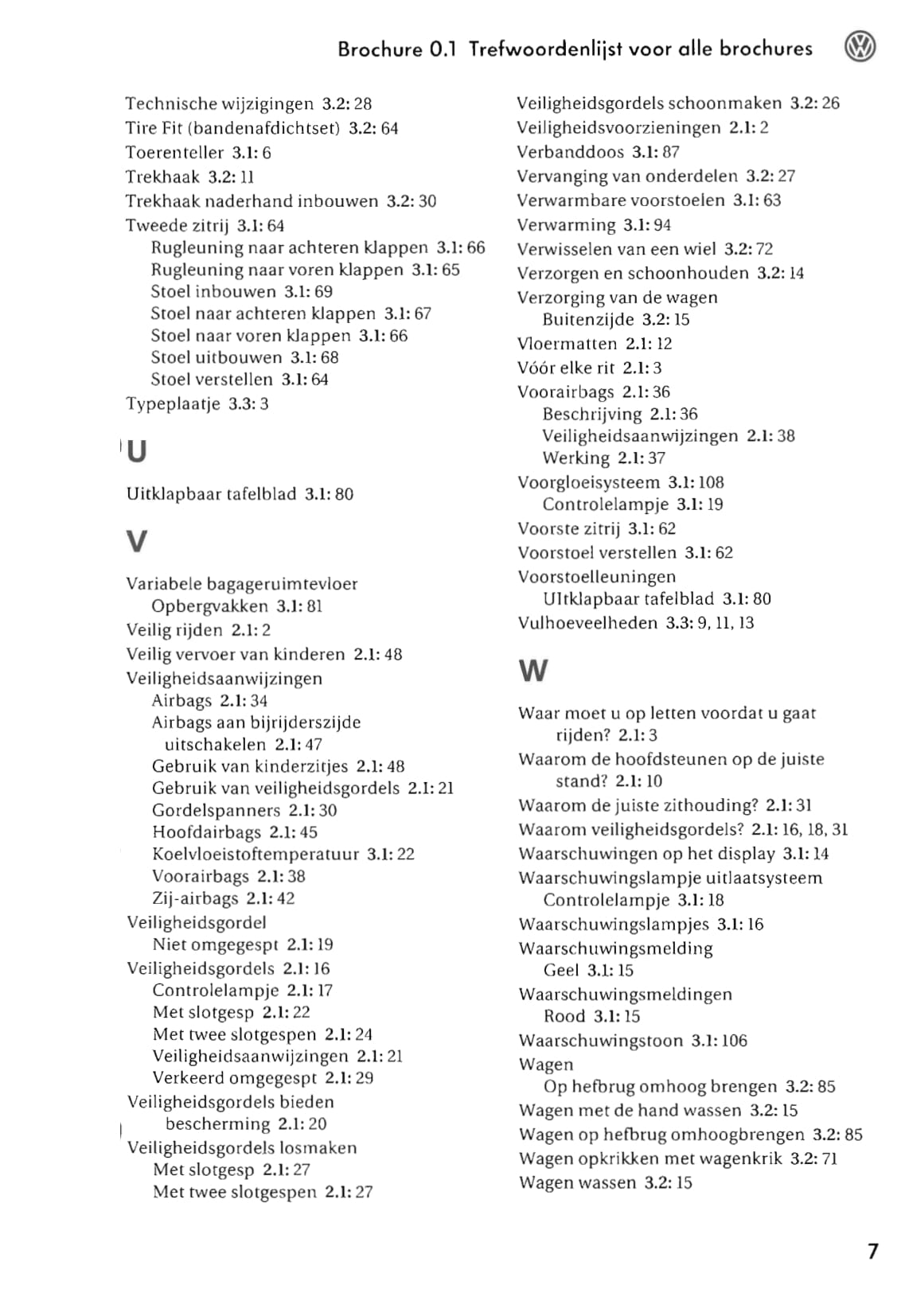 2003-2006 Volkswagen Touran Owner's Manual | Dutch