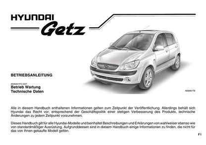 2008-2009 Hyundai Getz Bedienungsanleitung | Deutsch