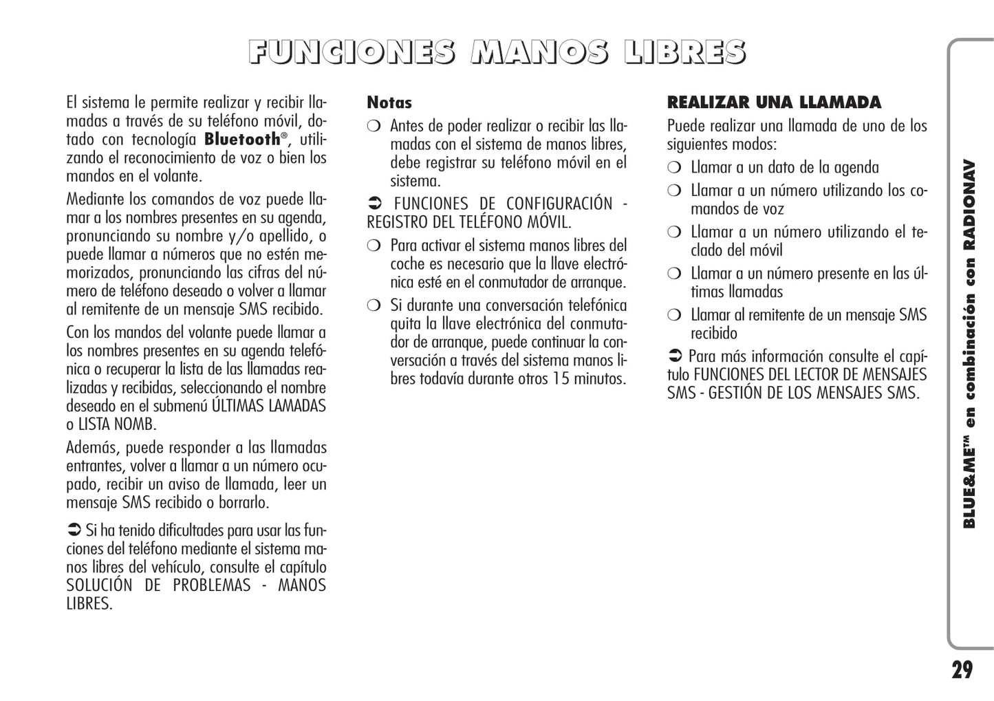 Alfa Romeo Blue&Me en Combinación con Radionav  Instrucciones 2009 - 2010