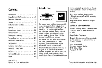 2021 Chevrolet Malibu Bedienungsanleitung | Englisch
