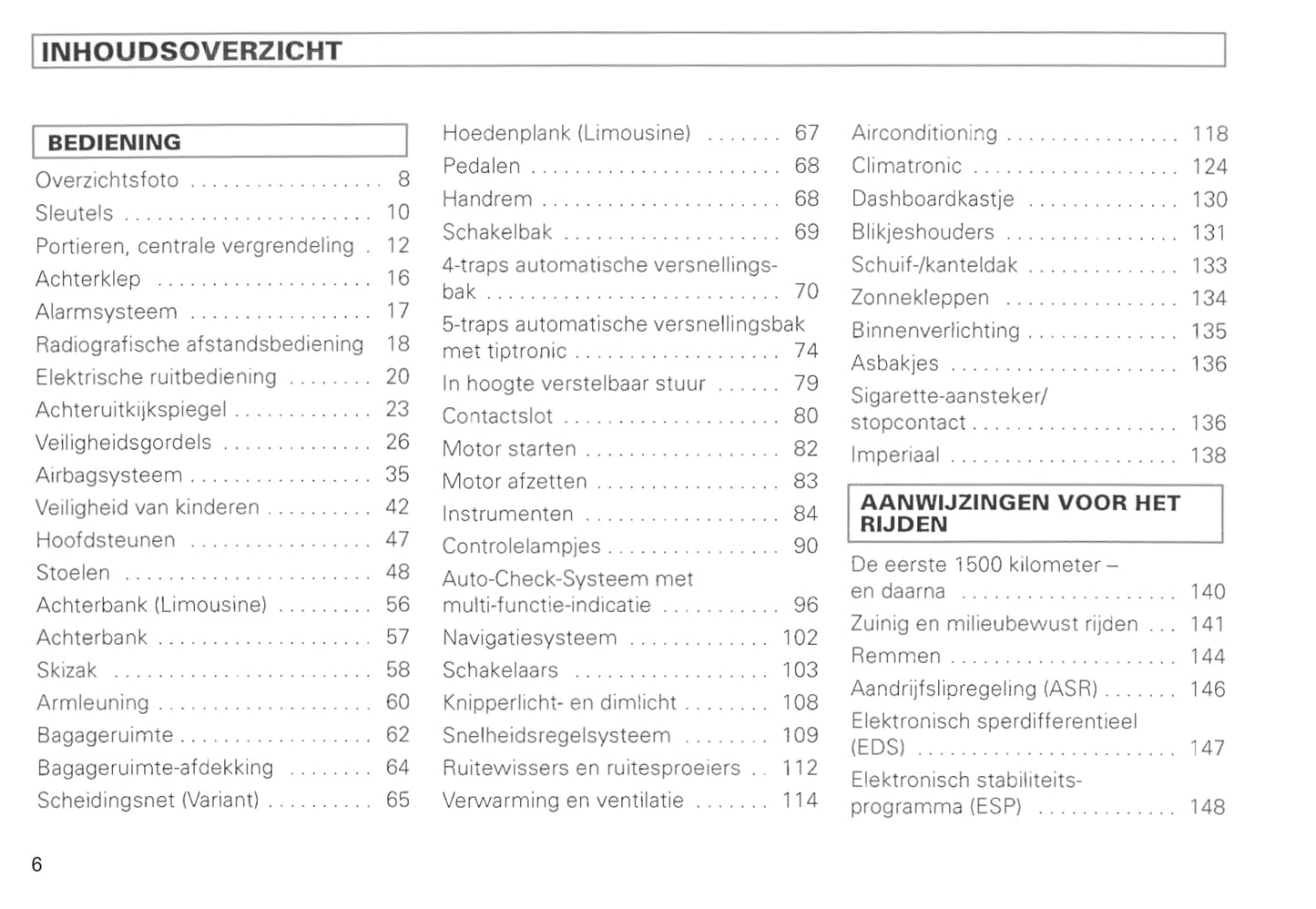 1996-2000 Volkswagen Passat Owner's Manual | Dutch