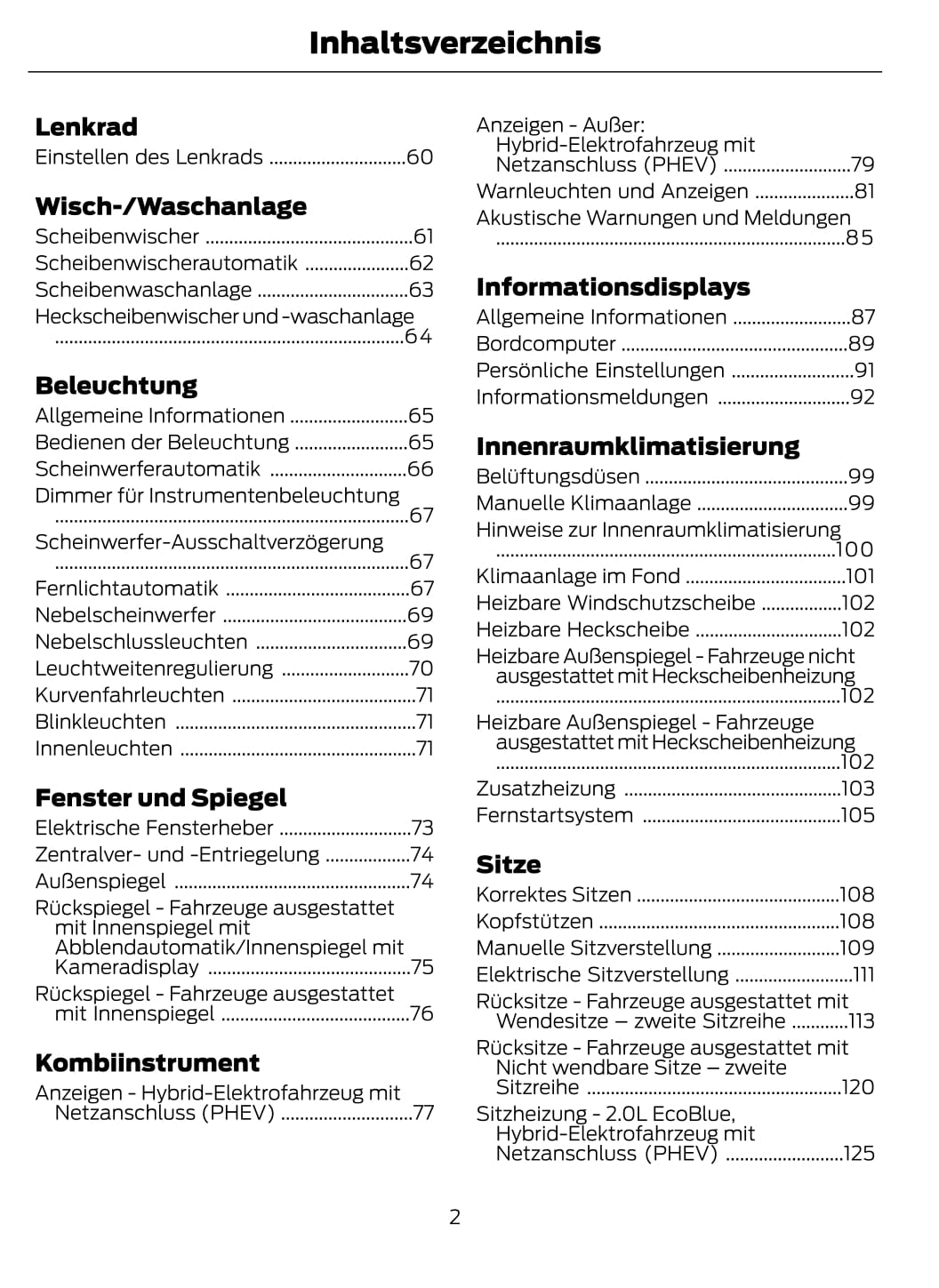 2020 Ford Tourneo Custom Owner's Manual | German