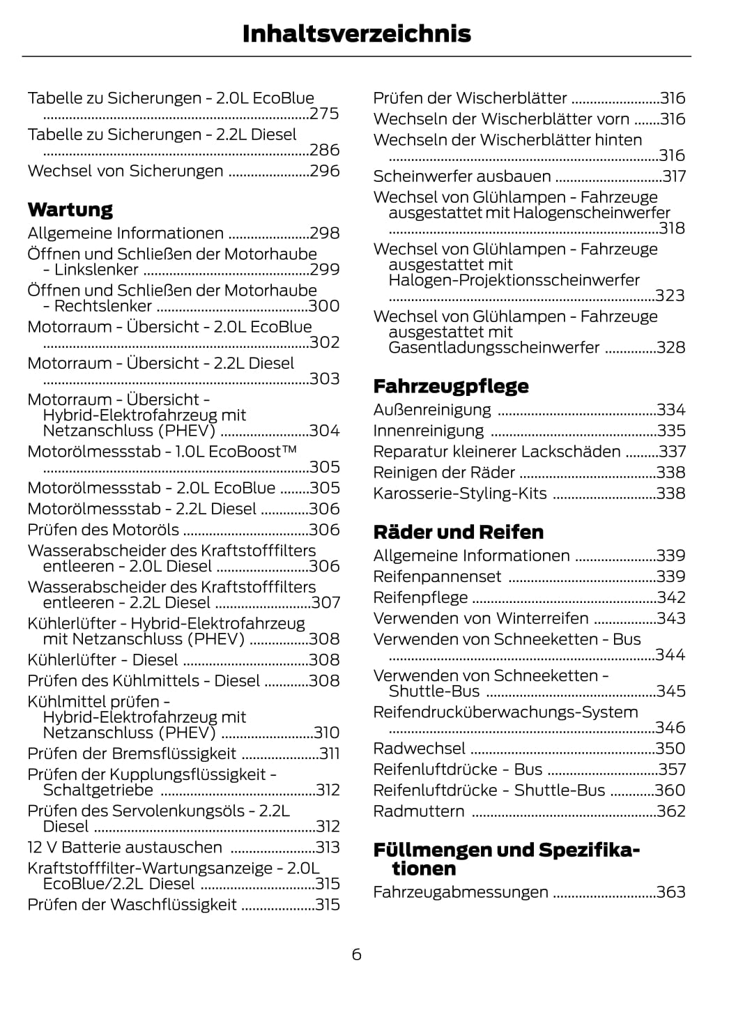 2020 Ford Tourneo Custom Owner's Manual | German