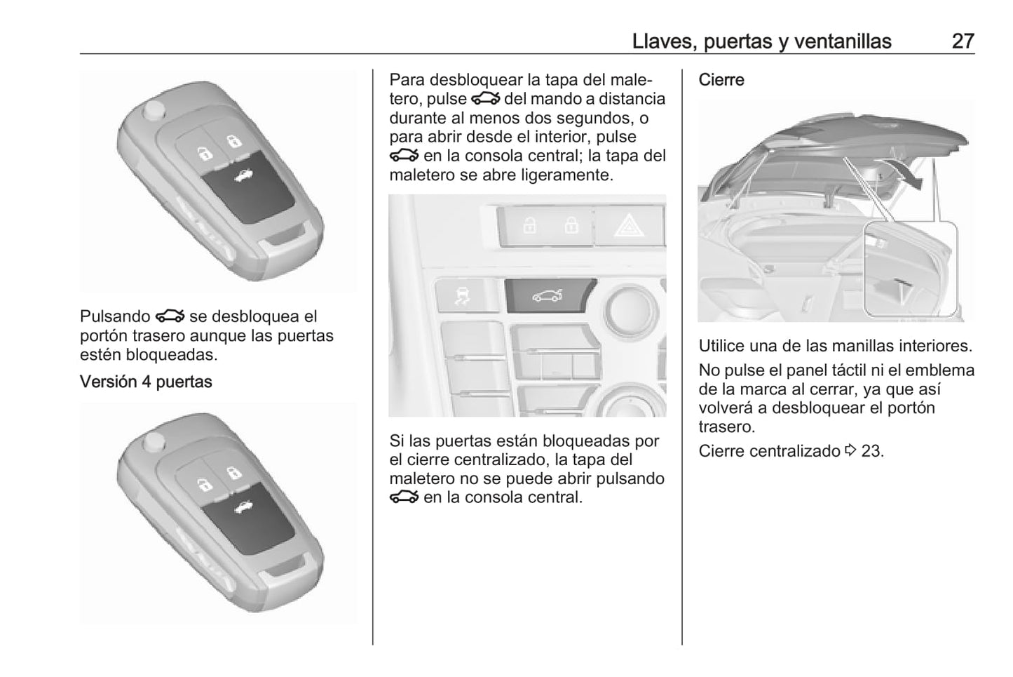 2015-2018 Opel Astra/Astra GTC Owner's Manual | Spanish