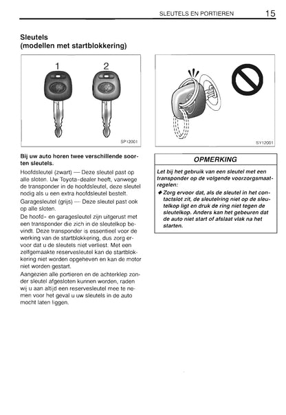 2000-2001 Toyota Yaris Verso Owner's Manual | Dutch