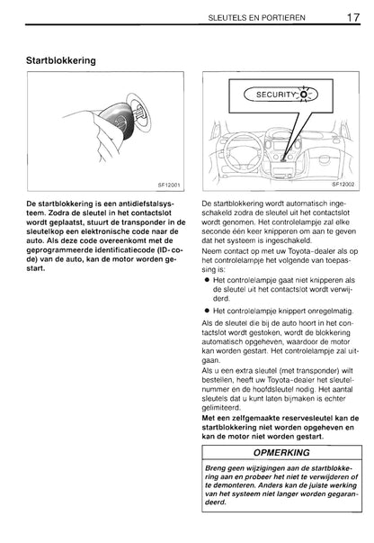 2000-2001 Toyota Yaris Verso Owner's Manual | Dutch