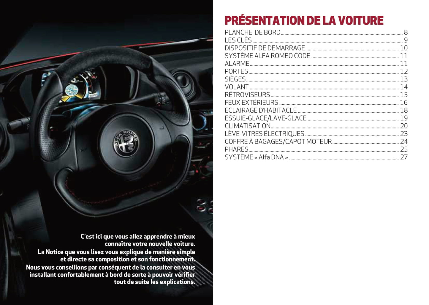 2013-2023 Alfa Romeo 4C Owner's Manual | French