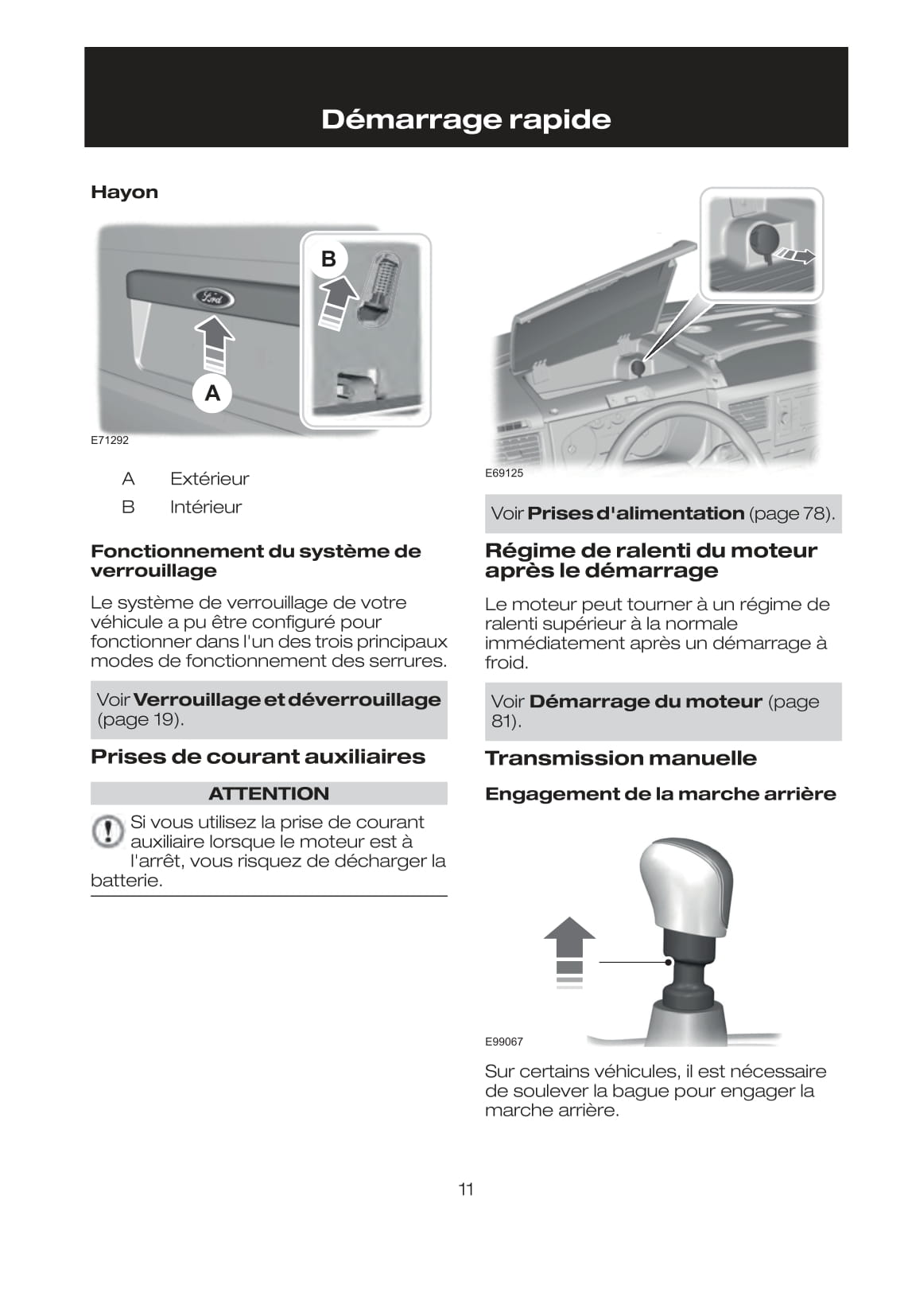 2010-2011 Ford Transit Owner's Manual | French